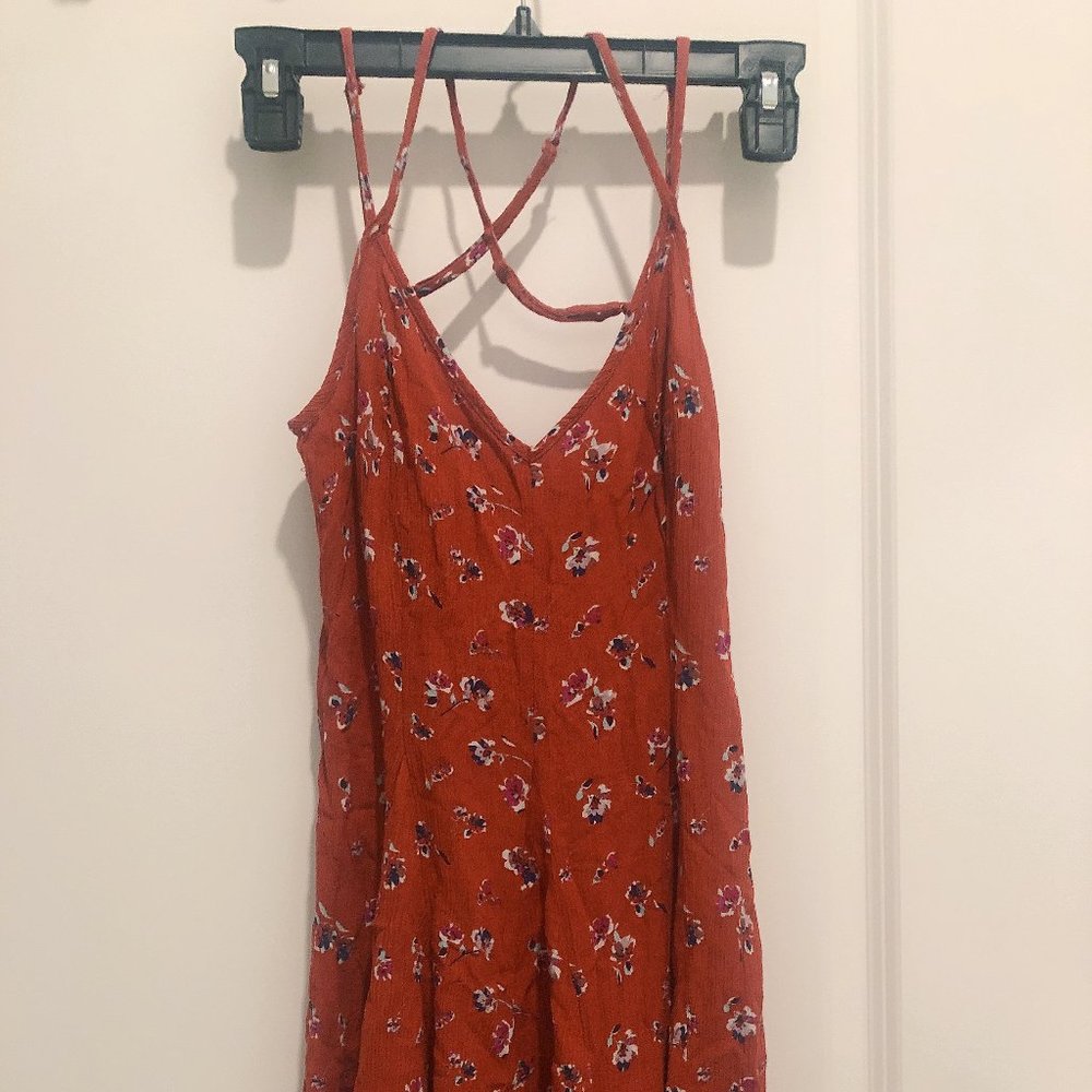 american eagle outfitters red strap mini dress